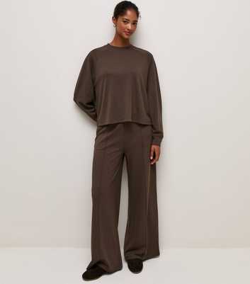 Premium Brown Super Wide Leg Jogger Trousers