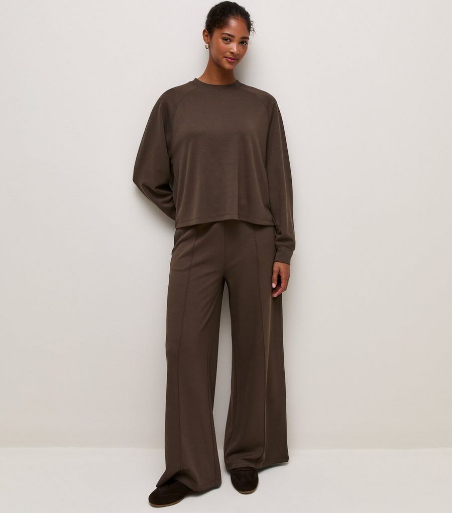 Premium Brown Super Wide Leg Jogger Trousers