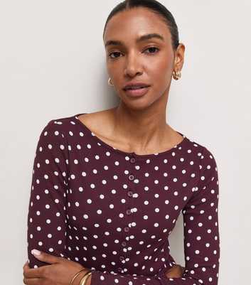 Red Cotton Rich Spot Print Button Front Top