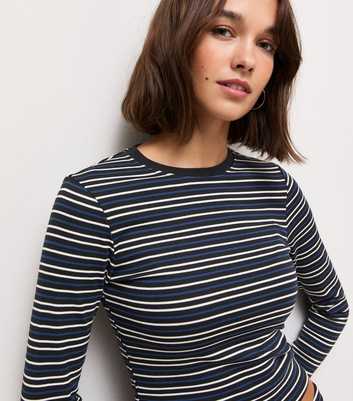 Navy Cotton Rich Stripe Long Sleeve Top
