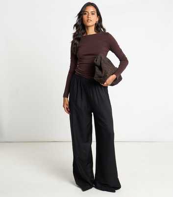 Arch Black High Waist Wide Leg Trousers