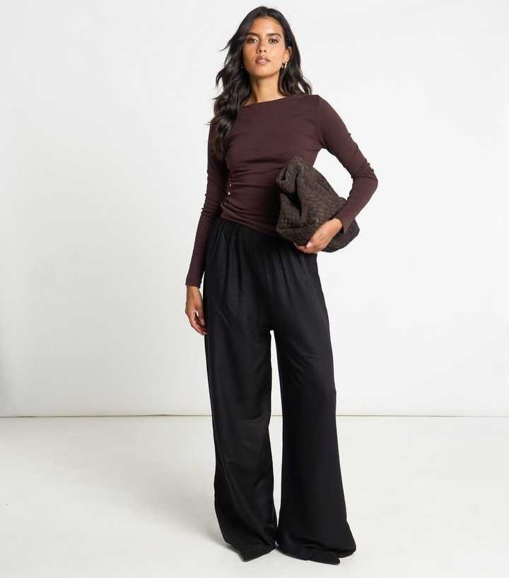 Arch Black High Waist Wide Leg Trousers