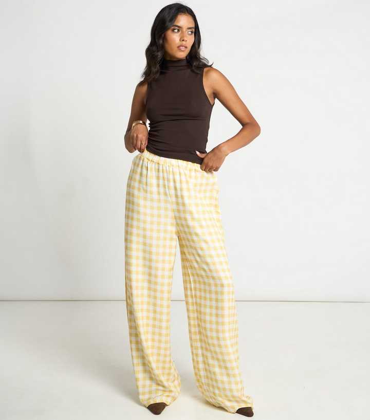 Arch Yellow Gingham Wide Leg Trousers