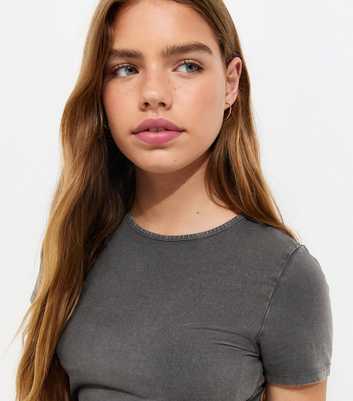 Girls Dark Grey Cotton Rich Baby Tee T-Shirt