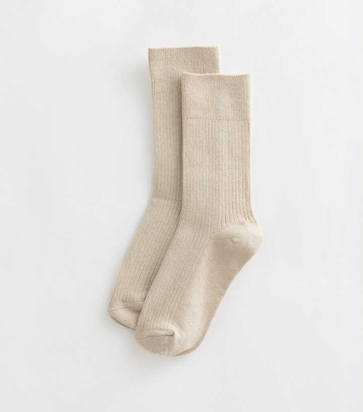 Gold Cotton Rich Glitter Ribbed Ankle Socks