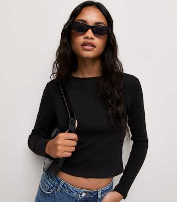 Black Cotton Rich Long Sleeve Baby Tee