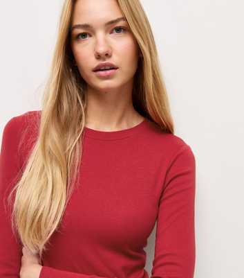 Bright Red Cotton Rich Long Sleeve Baby Tee Top