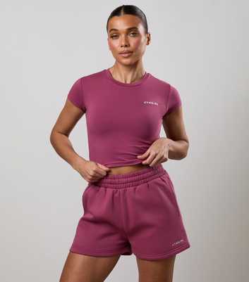 Gym King  Light Burgundy Fitted Crop T-Shirt