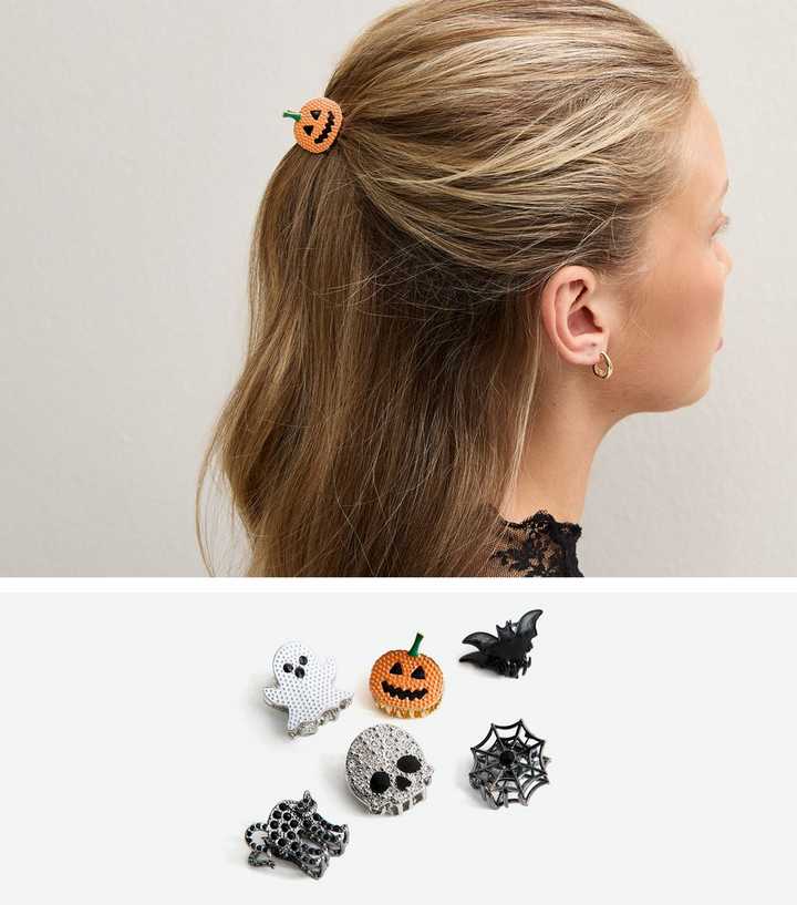 Pack of 6 Multicoloured Halloween Hair Claw Clips