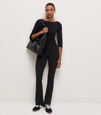 Black Stretch Cotton Rich Kick Flare Leggings