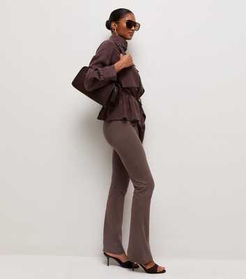 Dark Brown Stretch Cotton Rich Kick Flare Leggings
