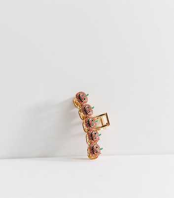 Gold Tone Orange Diamanté Pumpkin Hair Claw Clip