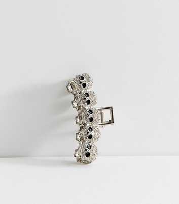 Silver Tone Diamanté Skull Hair Claw Clip