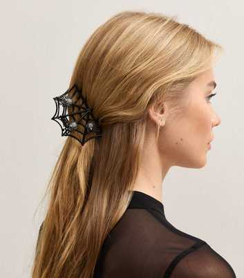 Black Metal Spider Web Hair Claw Clip