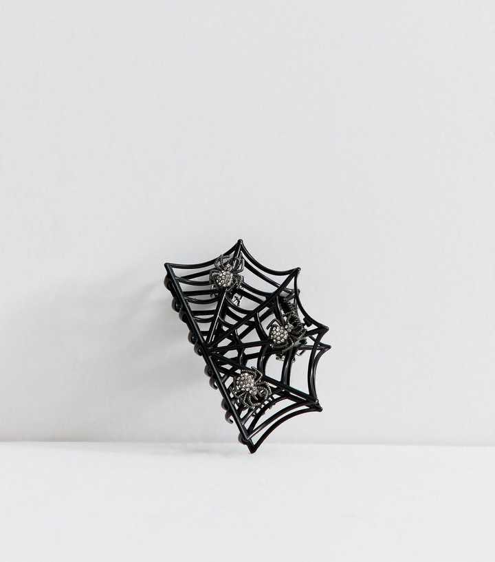 Black Metal Spider Web Hair Claw Clip