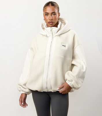 Gym King Cream Borg Texture Hooded Jacket