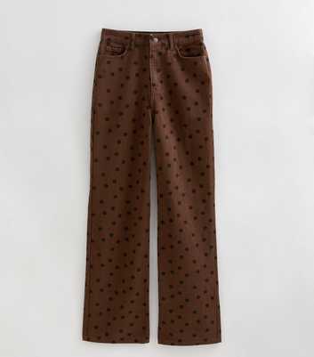 Tall Dark Brown Polka Dot Wide Leg Jeans