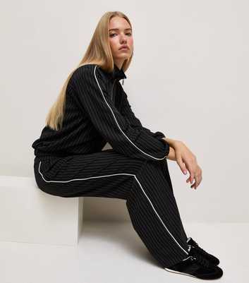 Black Pinstripe Wide Leg Trousers