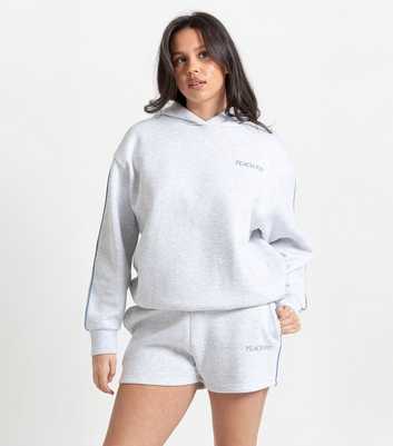Peach Fit Grey Marl Sleeve Trim Heather Hoodie