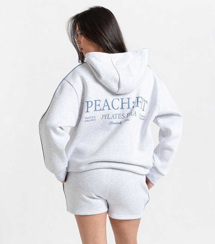 Peach Fit Grey Marl Sleeve Trim Heather Hoodie
