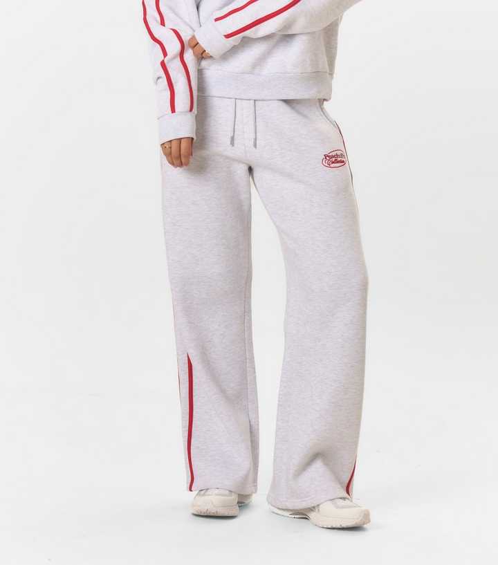 Peach:Fit Grey Marl Side Stripe Laelia Joggers