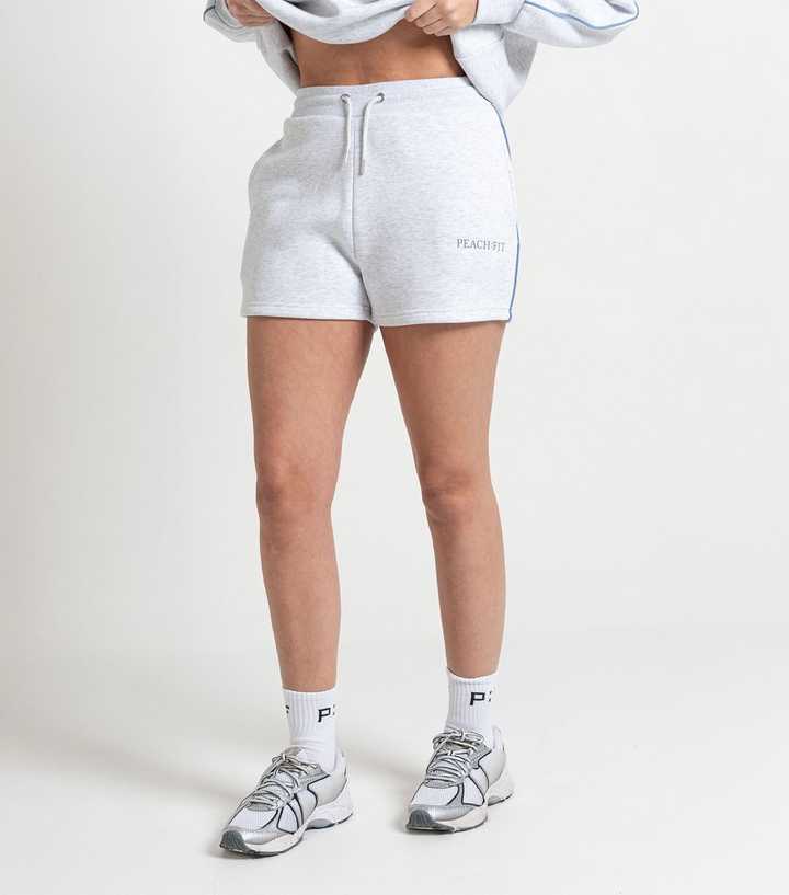 Peach:Fit Grey Marl Side Trim Heather Shorts