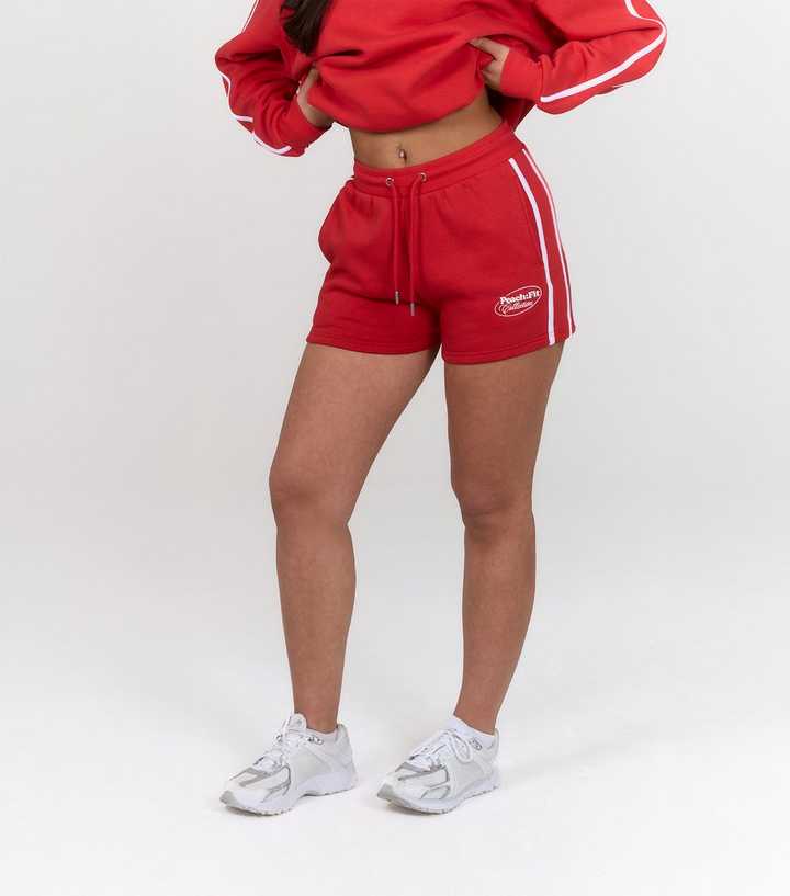 Peach:Fit Bright Red Side Stripe Laelia Shorts
