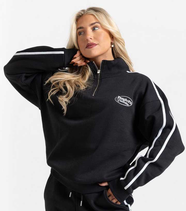 Peach Fit Black Laelia Quarter Zip Sweatshirt