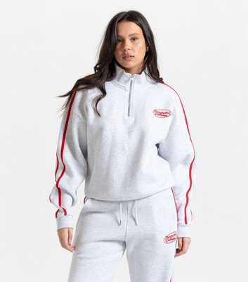 Peach:Fit Grey Marl Laelia Quarter Zip Sweatshirt