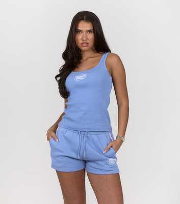 Peach:Fit Light Blue Ribbed Logo Laelia Tank Top