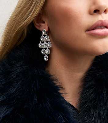 Silver Tone Gem Drop Earrings