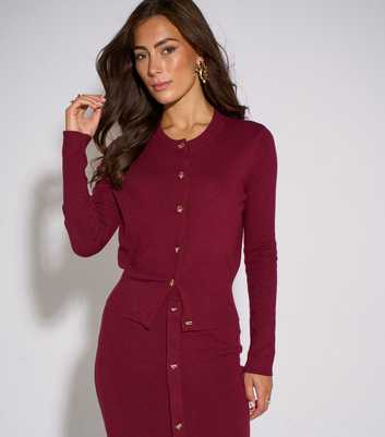 Gini London Dark Red Knitted Cardigan