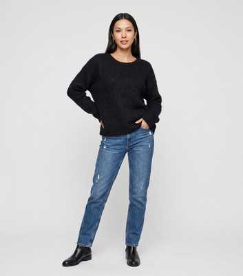 Gini London Black Long Sleeves Button Up Back Jumper