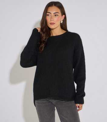 Gini London Black Long Sleeves Button Up Back Jumper