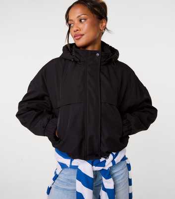 Pink Vanilla Black Hooded Padded Sports Jacket