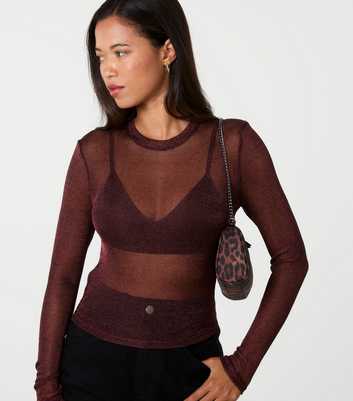Pink Vanilla Dark Brown Fine Knit Sparkle Top