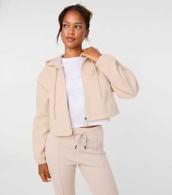 Pink Vanilla Oatmeal Crop Zip Through Hoodie