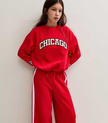 Girls Bright Red Chicago Logo Sweatshirt
