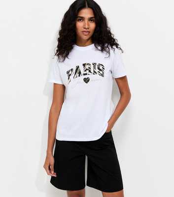 White Zebra Print Paris T-Shirt 