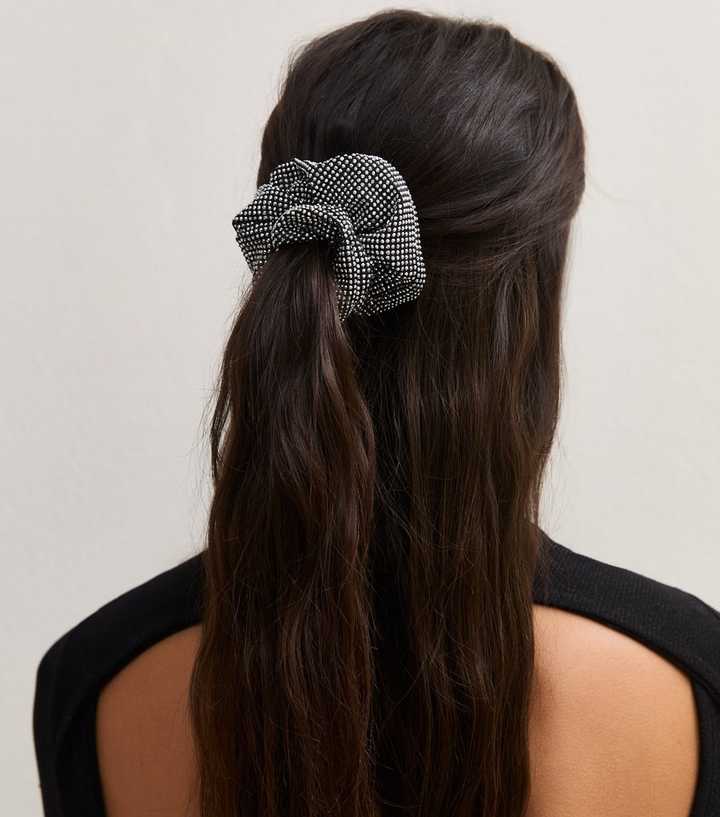 Silver Gem Embellished Scrunchie