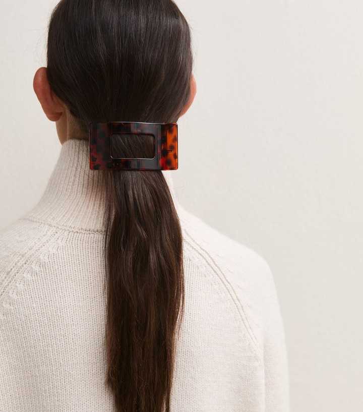 Brown Tortoiseshell Square Cut Out Hair Claw Clip