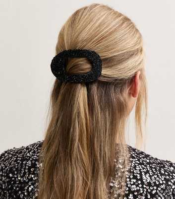 Black Diamante Embellished Cut Out Hair Claw Clip