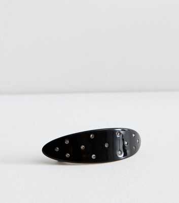 Black Diamante Embellished Oval Hair Clip