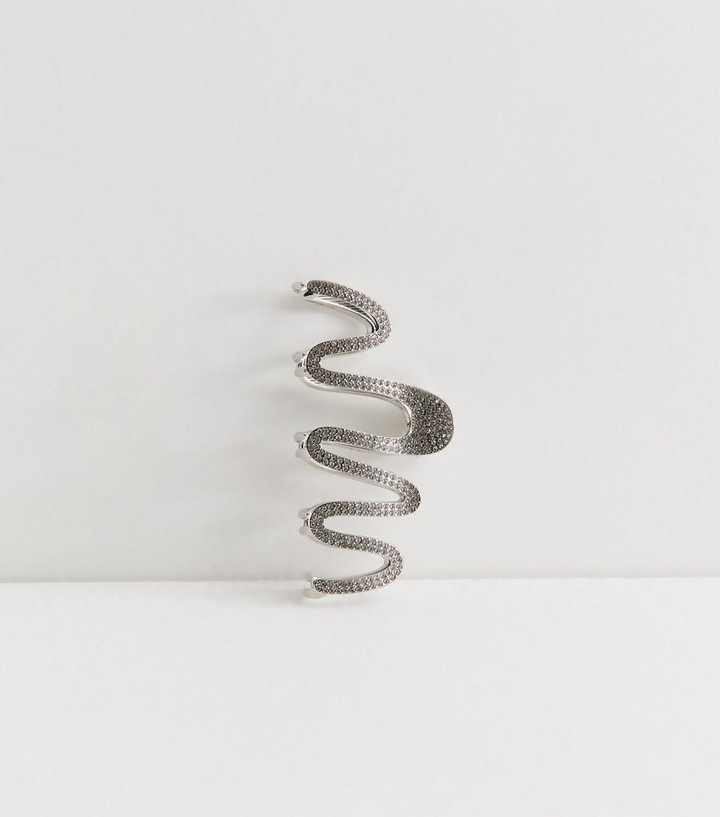 Silver Tone Diamante Embellished Wiggly Hair Claw Clip