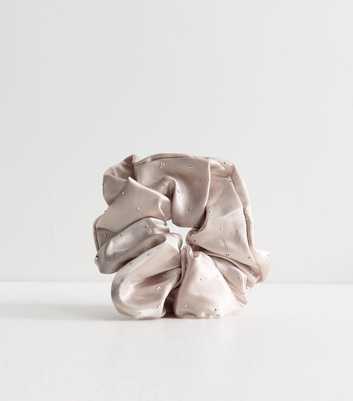 Cream Satin Diamante Oversized Scrunchie