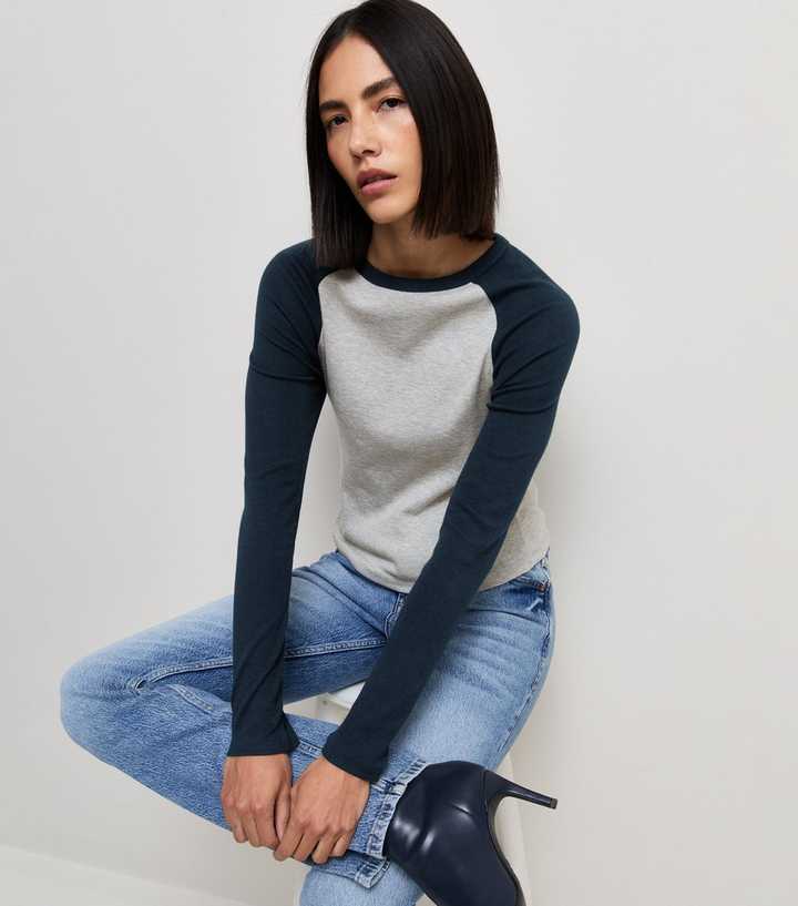 Marl Grey Cotton Rich Raglan Sleeve Slim Baby Tee