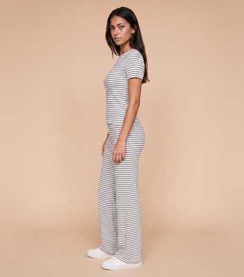 Urban Bliss Bright Blue Ribbed Wide Leg Striped Trousers