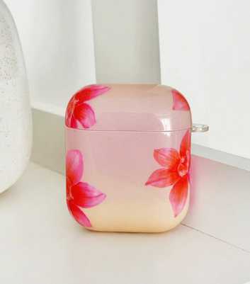Coconut Lane Light Pink Sunset Floral Print AirPods Case