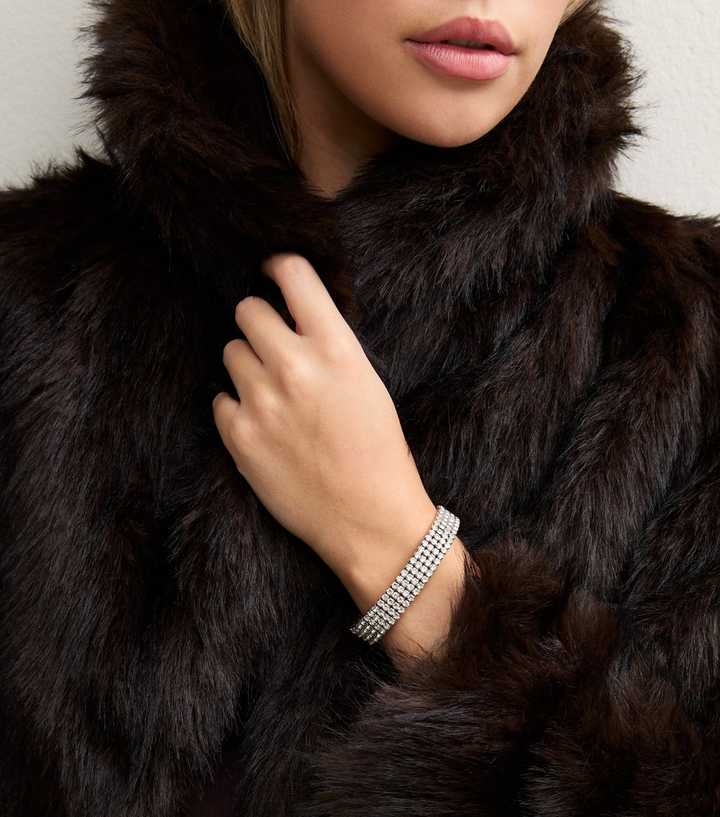 Silver Tone Diamante Stretch Bracelet