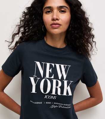 Black Cotton New York Logo Relaxed T-Shirt